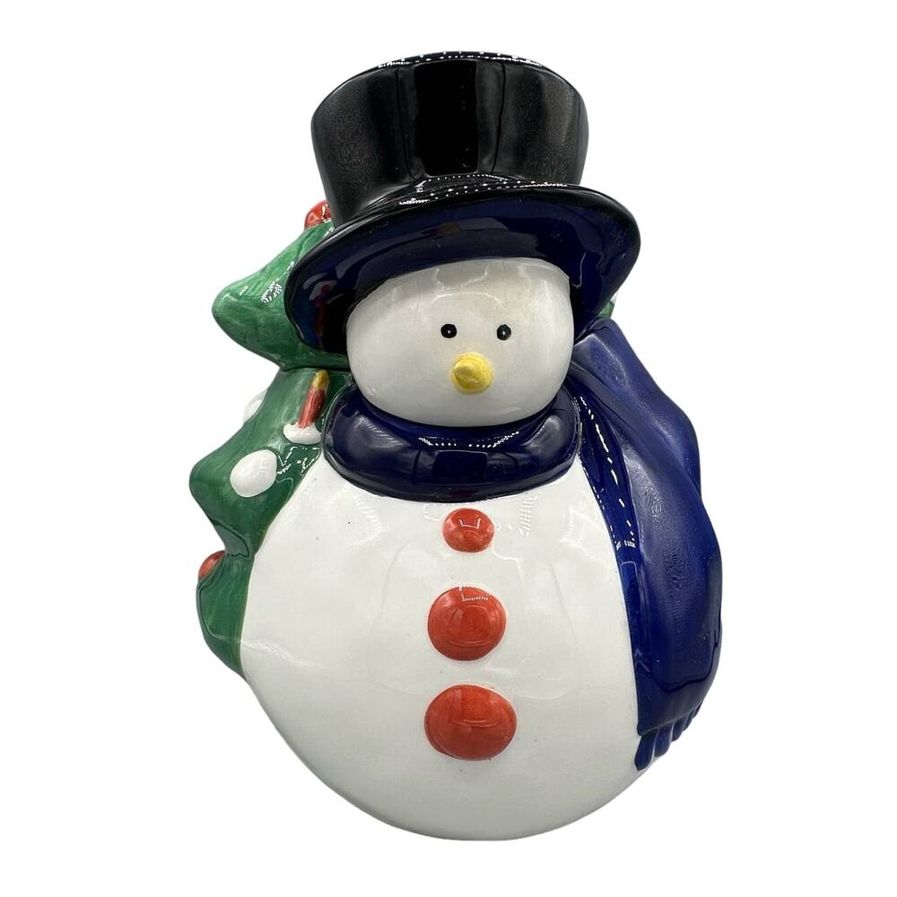 Vintage Snowman Christmas Tree Cookie Jar 2002